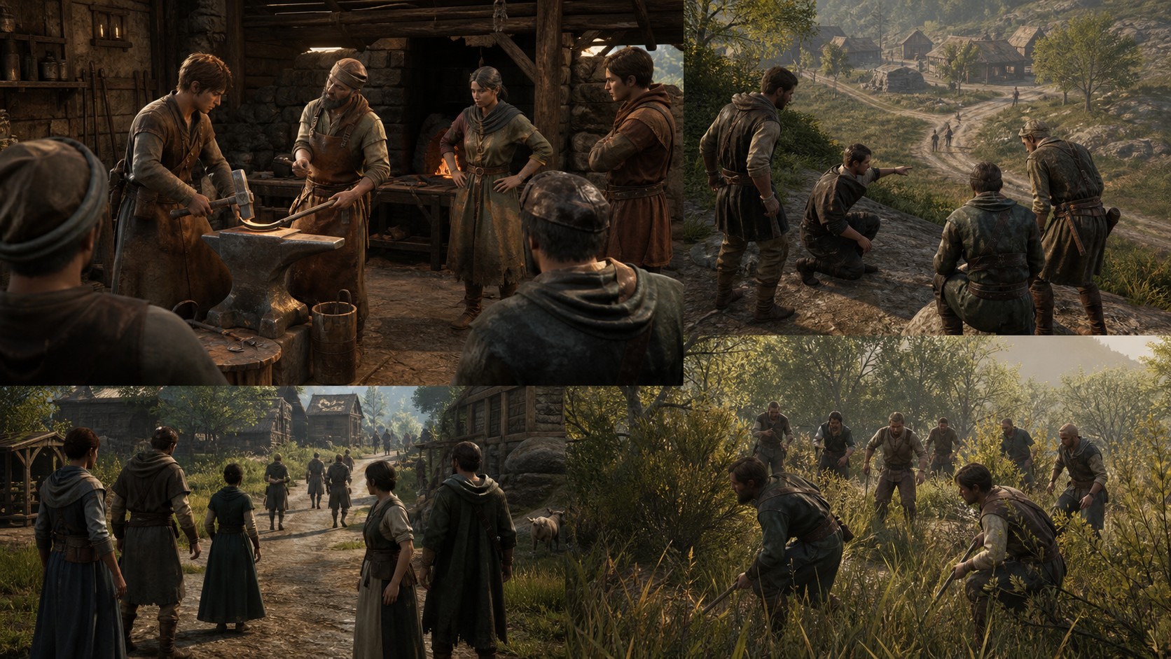 Sandbox villagers learning craft routes tactics and group behavior from one another
