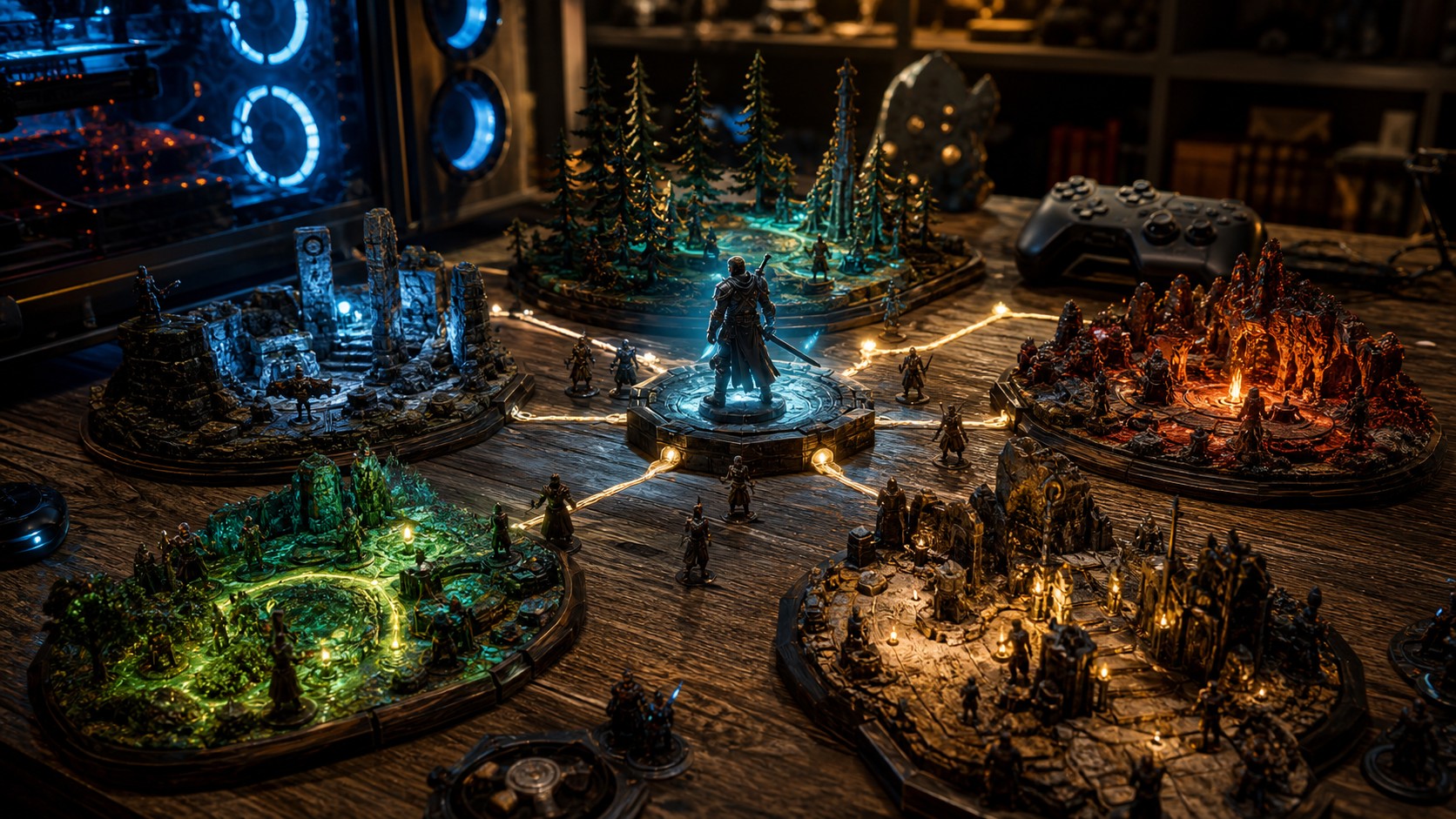 Dynamic quest generation diorama with branching missions objectives NPCs and consequences