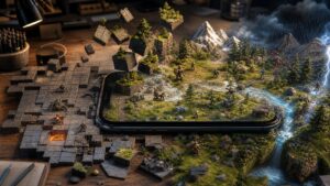 Mobile game world changing from rigid tile grid into a dynamic living landscape