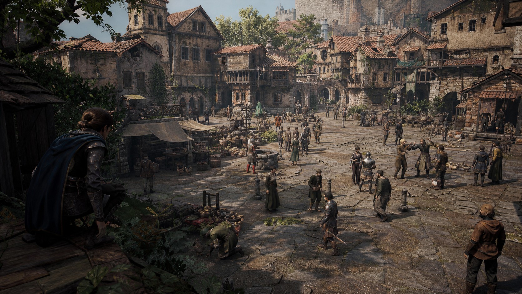 Advanced NPC town square with routines conversations patrols and social reactions